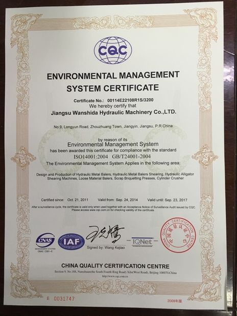 CHINA Jiangsu Wanshida Hydraulic Machinery Co., Ltd zertifizierungen